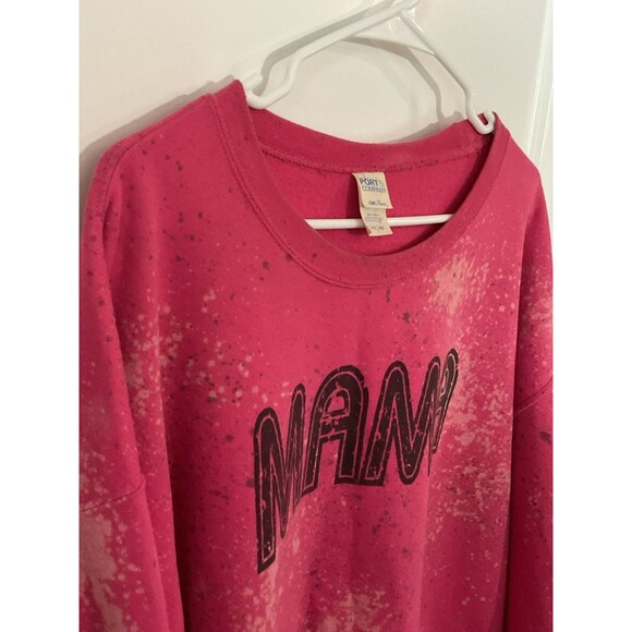 MAMA Women’s Plus Sweatshirt 3XL Graphic Pullover Bleach Crewneck Pink - Picture 4 of 6
